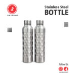 Diamond Pattern Stainless Steel Water Bottle – 750 ml