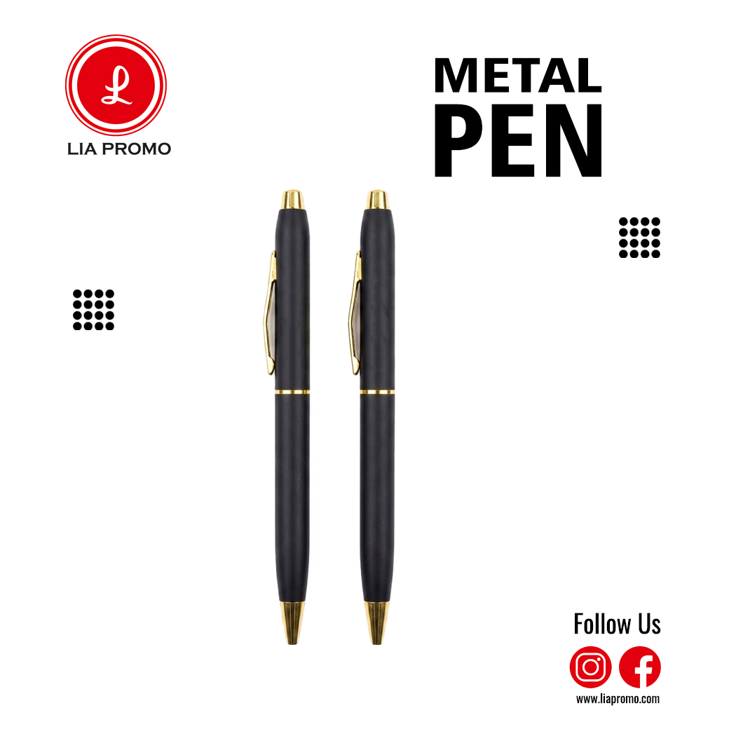 Product Design - Pen.cdr Matte Black & Silver Metal Ballpoint Pen - Image 1