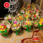 Cane Basket with Fresh Flowers - Image 2