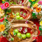 Cane Basket with Fresh Flowers - Image 3
