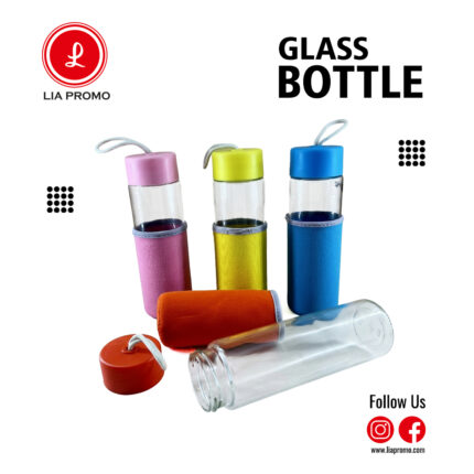 Reusable Glass Water Bottle with Neoprene Protective Sleeve (420 ml)