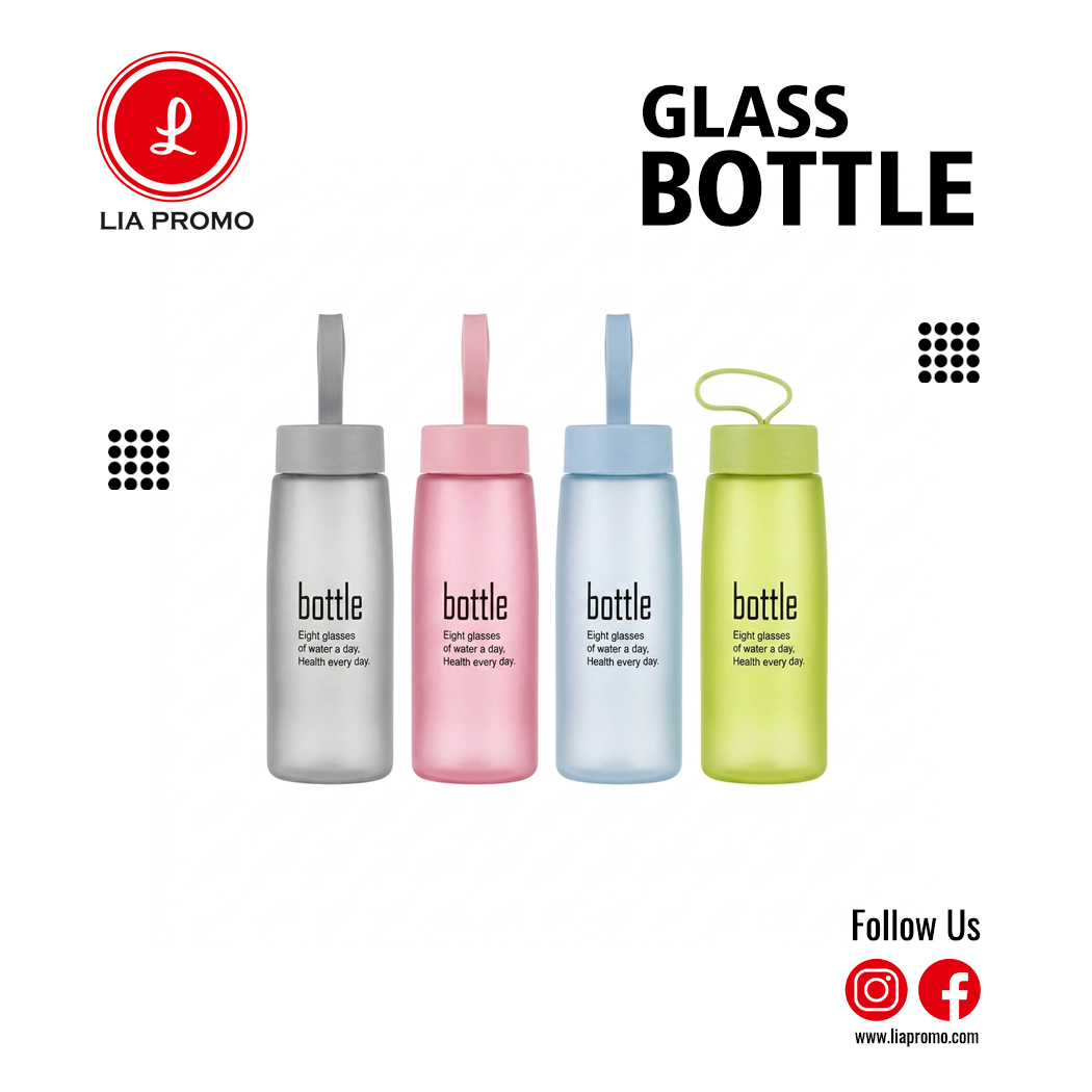 Product Design - Pen.cdr Glass Bottle - Frosted Pastel Water Bottle 350 ml - Image 1