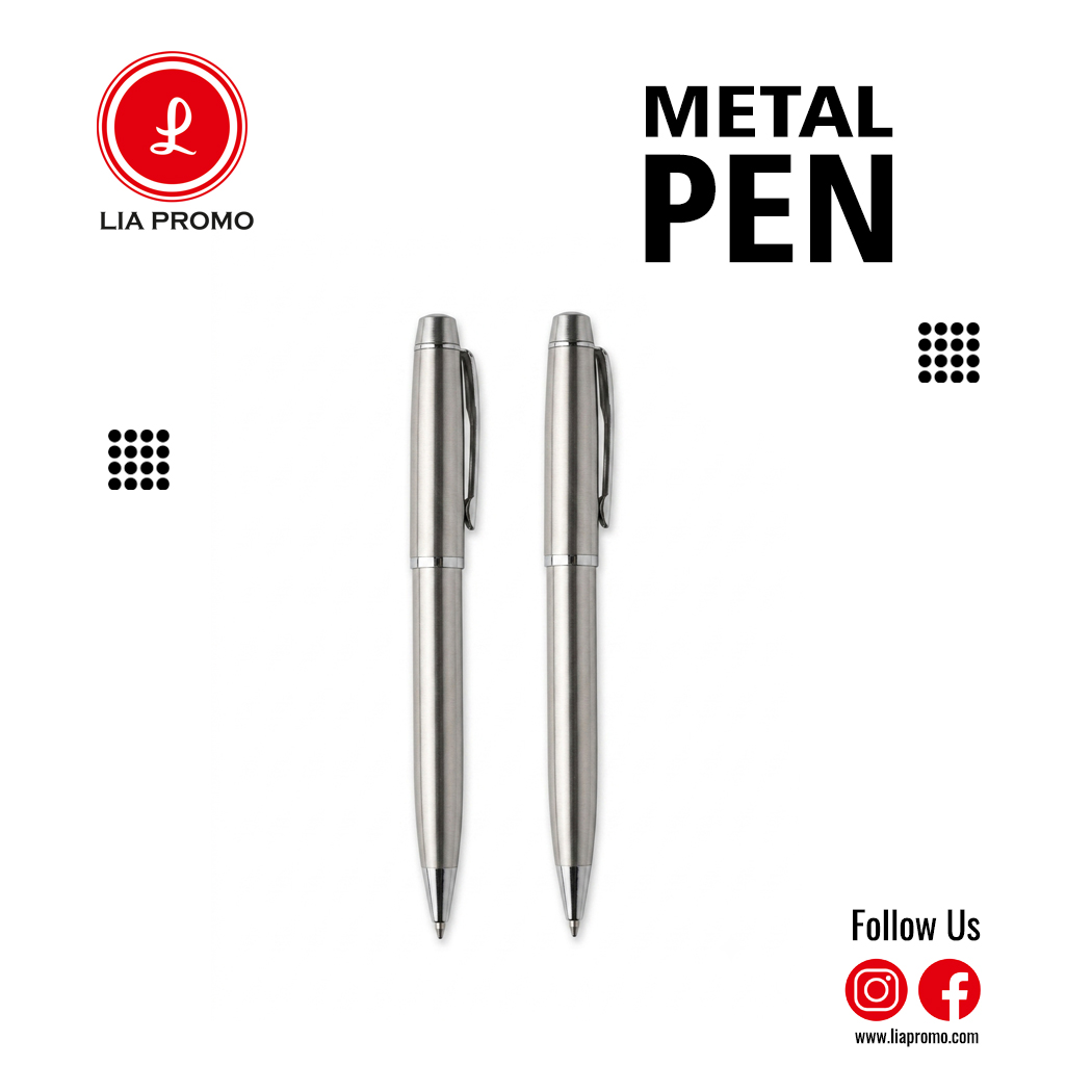 Product Design - Pen.cdr Brushed Silver Metal Ballpoint Pen - Image 1